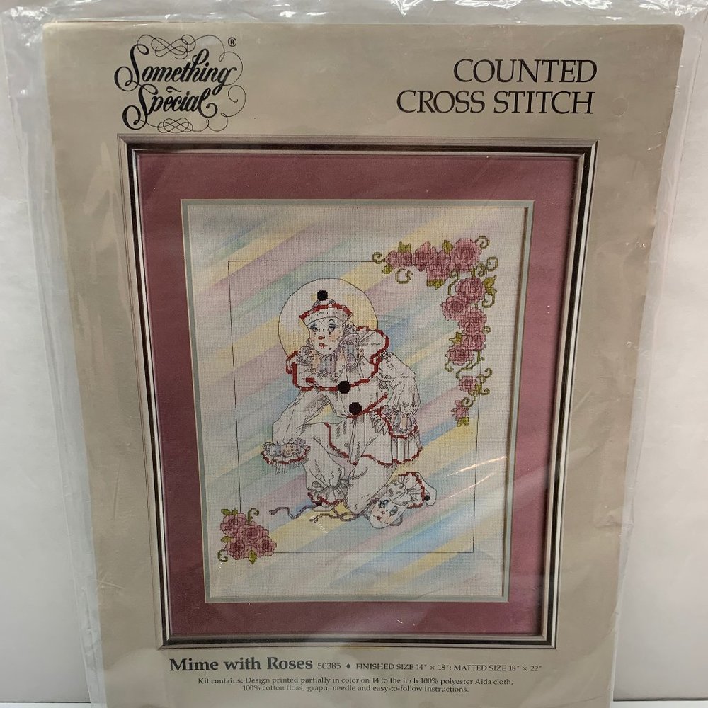Something Special Counted Cross Stitch Kit Mime with Roses 14 x18